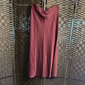 Vila Satin Maxi Skirt Burgundy Size EU 38 Fig